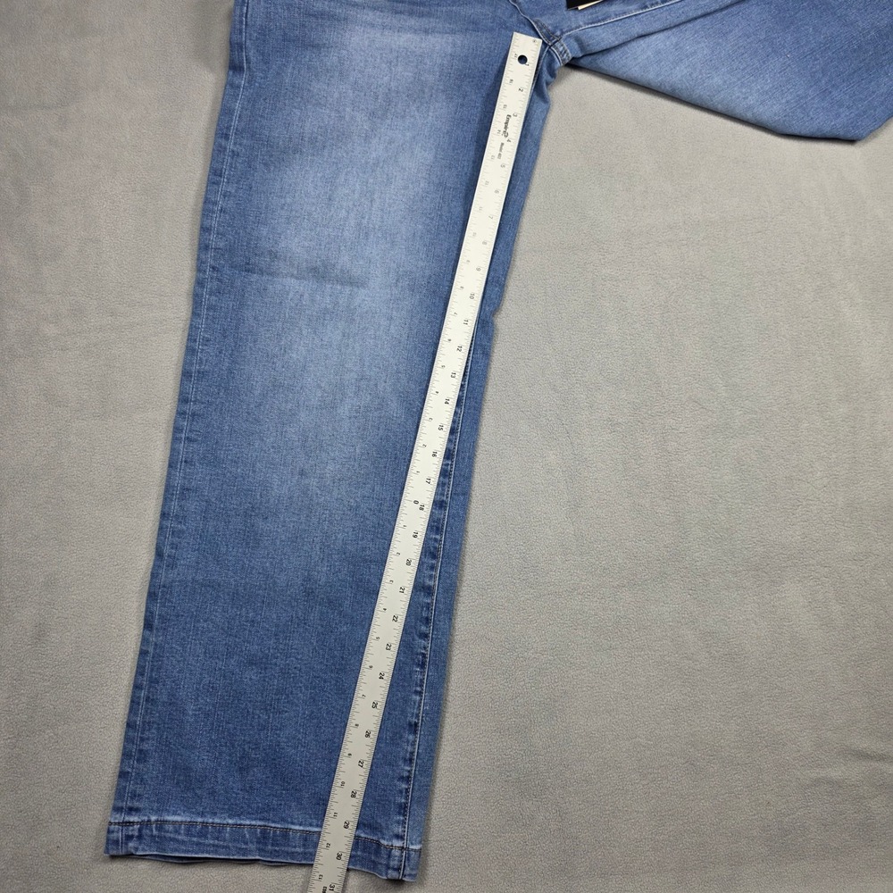 Flamingals Jeans Women Large Blue Wide Leg High Rise Stretch Light Wash - Picture 7 of 13